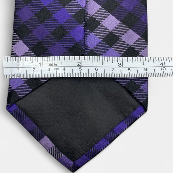 Croft & Barrow Silk Tie Purple Geometric Checker Formal Professional - Picture 5 of 6